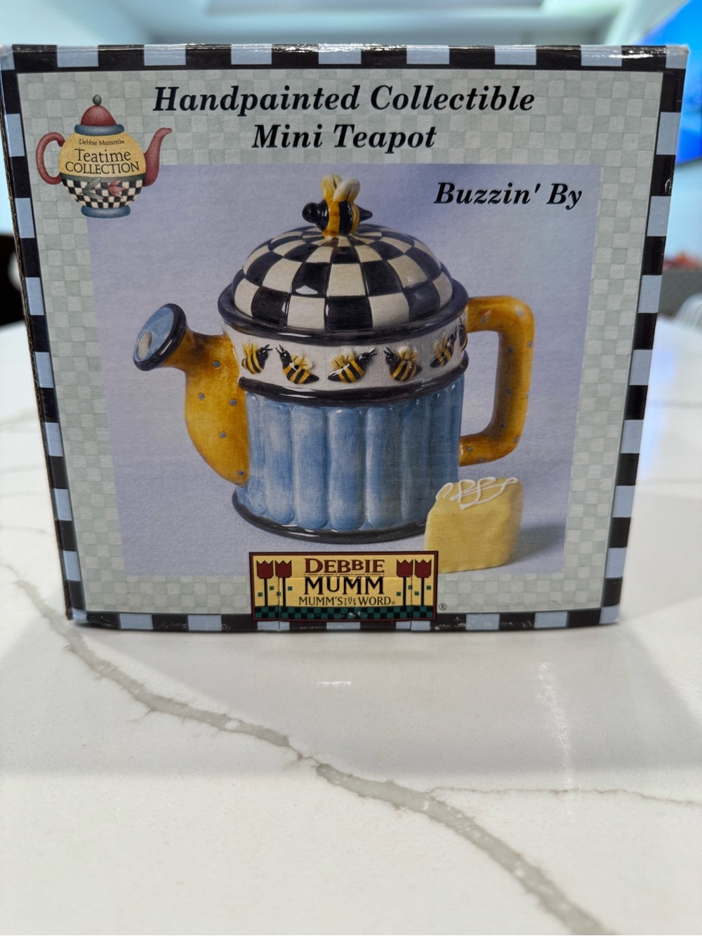 Debbie Mumm Buzzin' By Mini Teapot Handpainted Collectible w/ Original Box